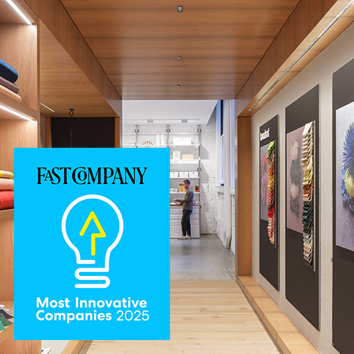 Gensler San Francisco Design Lab hallway with Fast Company Most Innovative Companies 2025 award