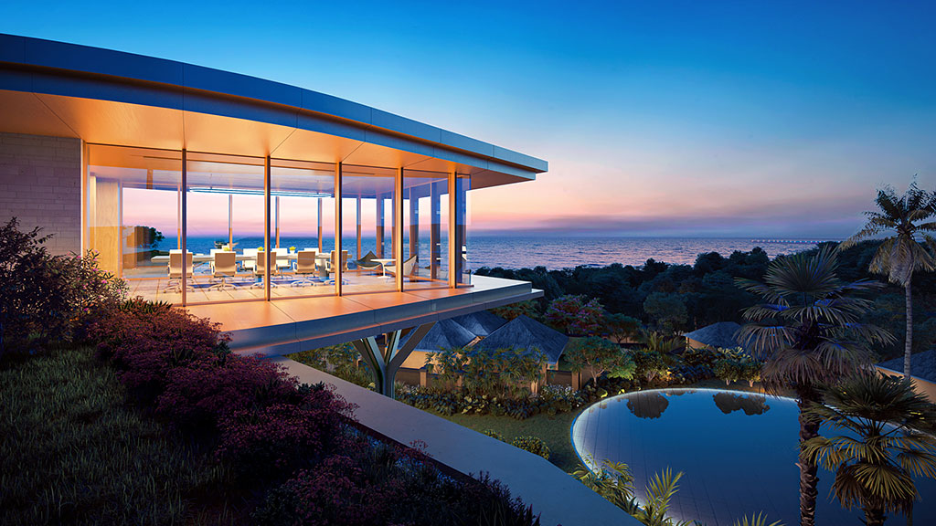 Ayana Conference building with windows overlooking Bali landscape