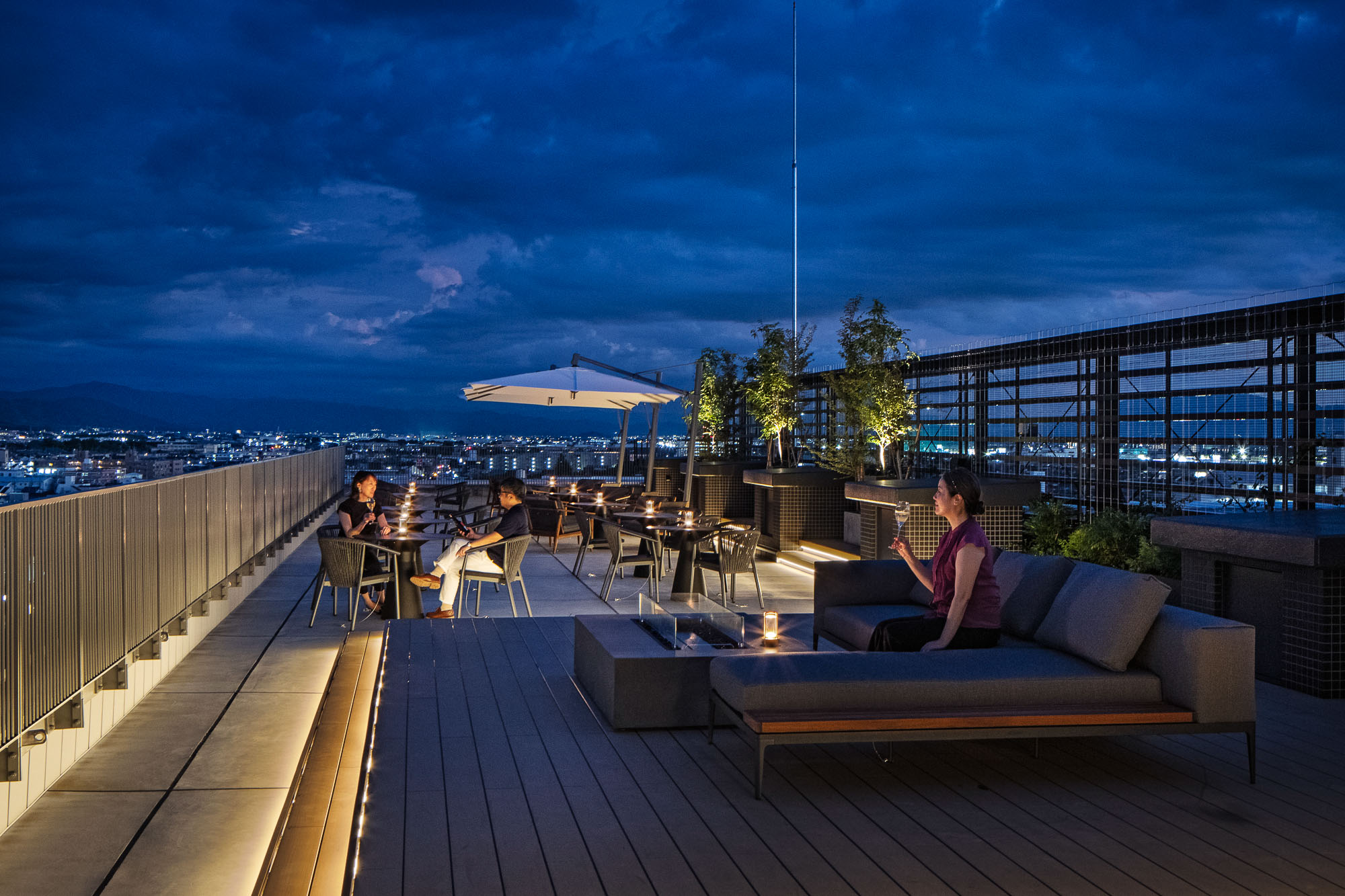 Novotel Nara rooftop terrace at nighttime