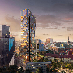 Tallin Tower aerial rendering at dusk