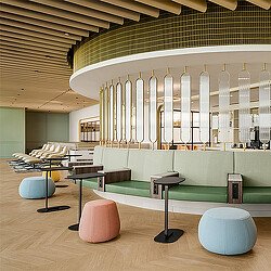 A lounge room in the Charles de Gaulle Airport.