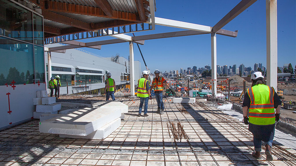 A group of workers in a construction site.