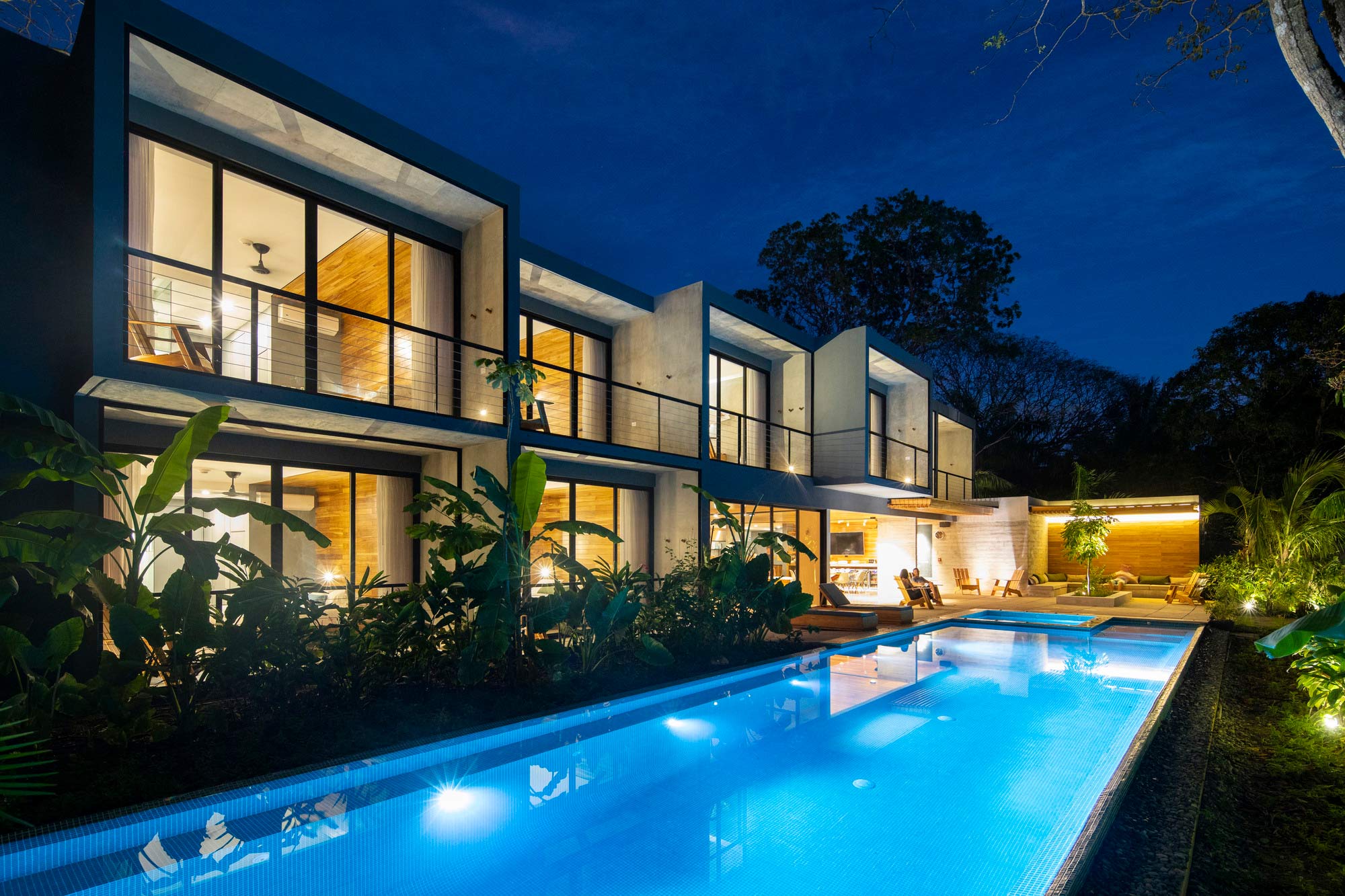 A house with a pool.
