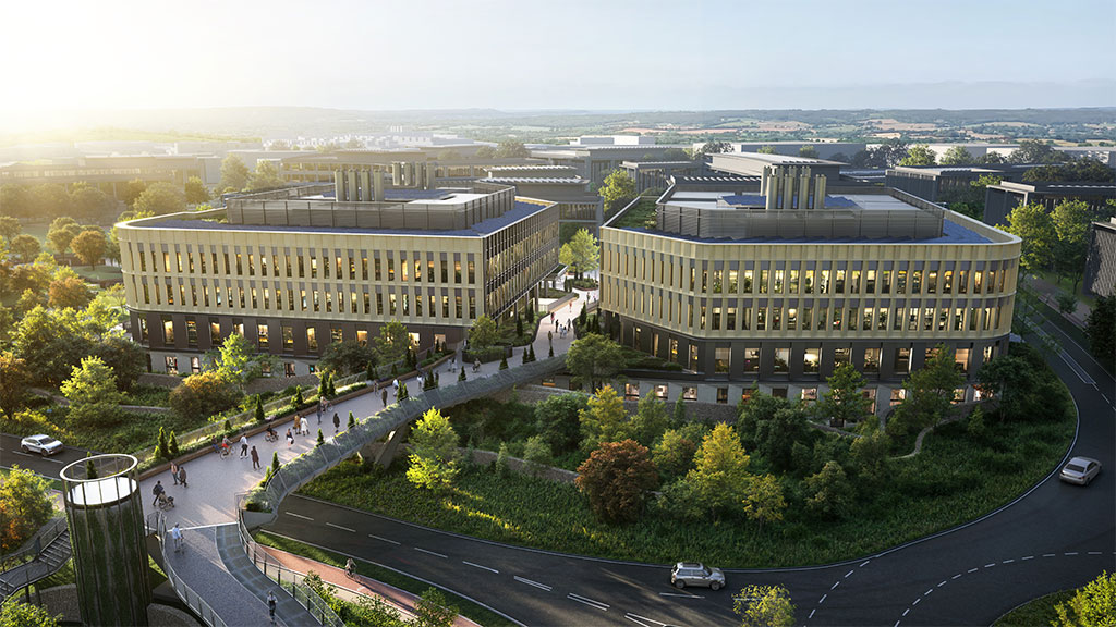 Wellcome Genome Campus aerial rendering
