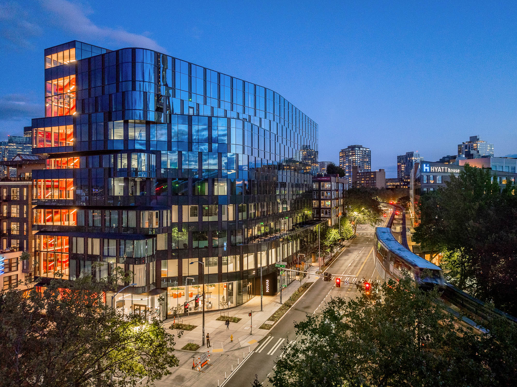 A building with glass walls.