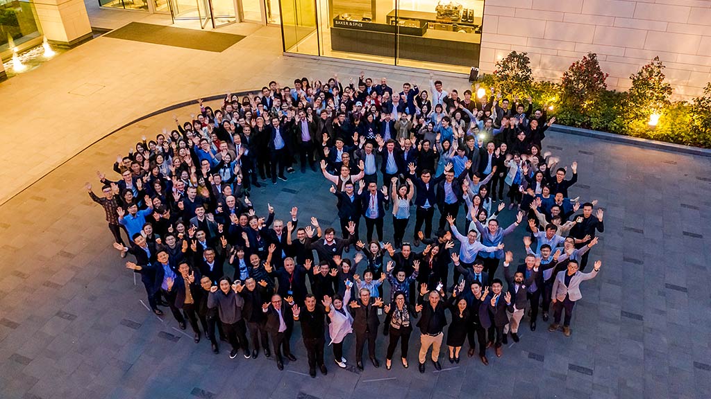 A large group of people posing for a photo.