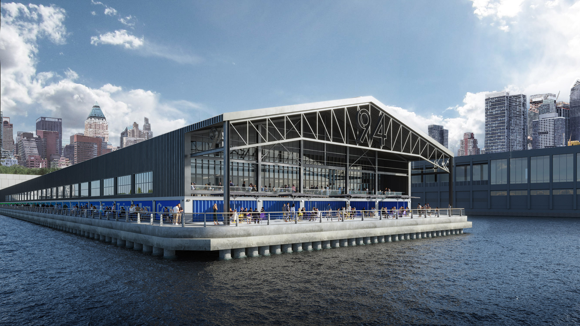 A building with a glass front.