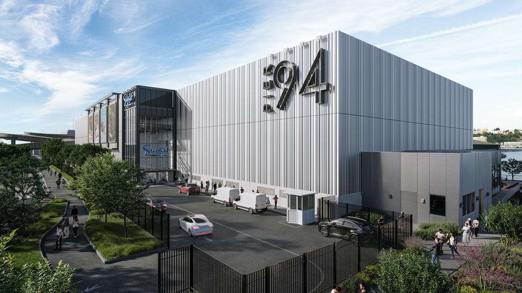 A building with a sign on it.