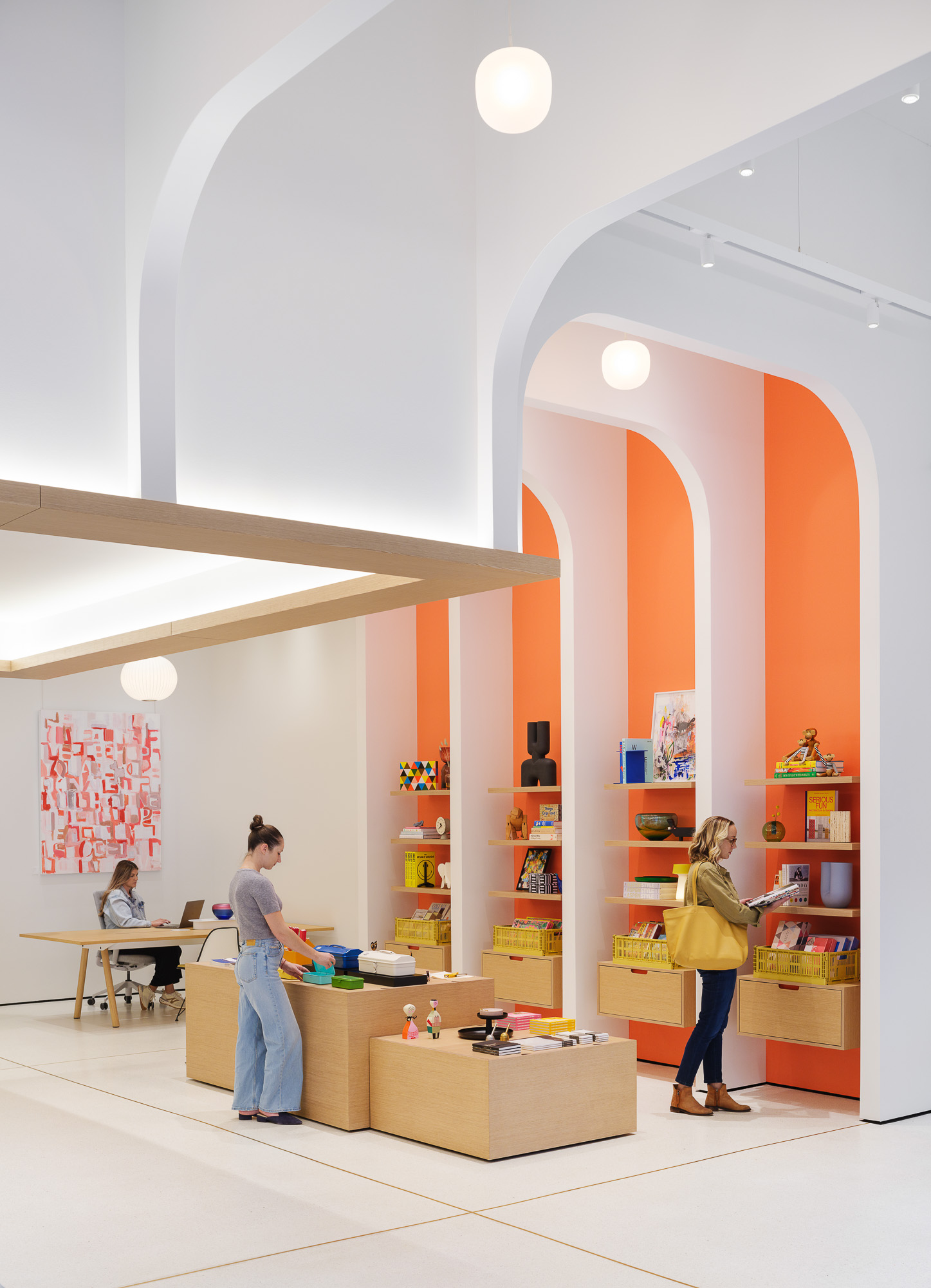 Adorn retail space with orange accent wall