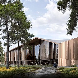 A rendering of the Wonder Valley data center.