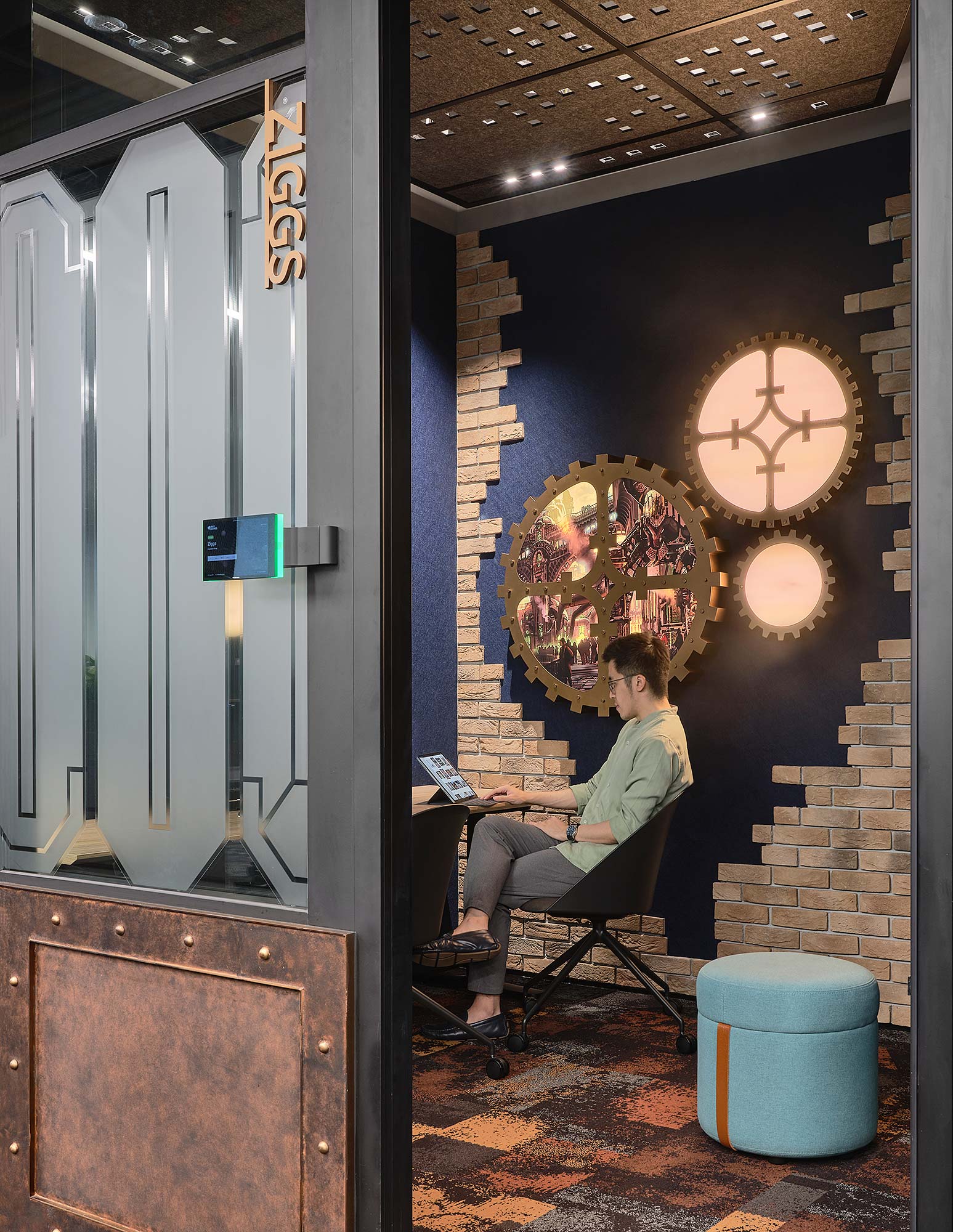 A person sitting at a desk.