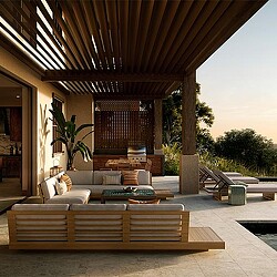 a hotel room overlooking the island of Costa Rica.