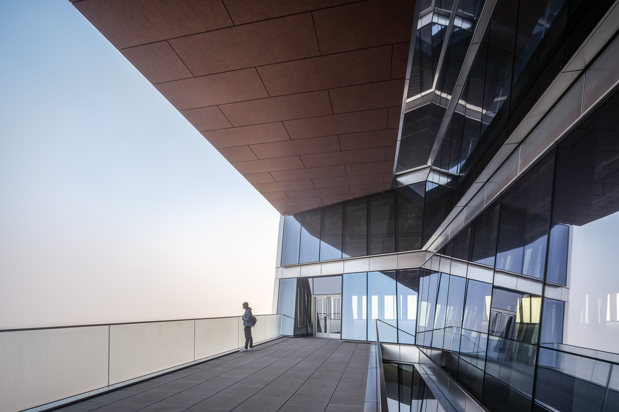 A person standing in a building.