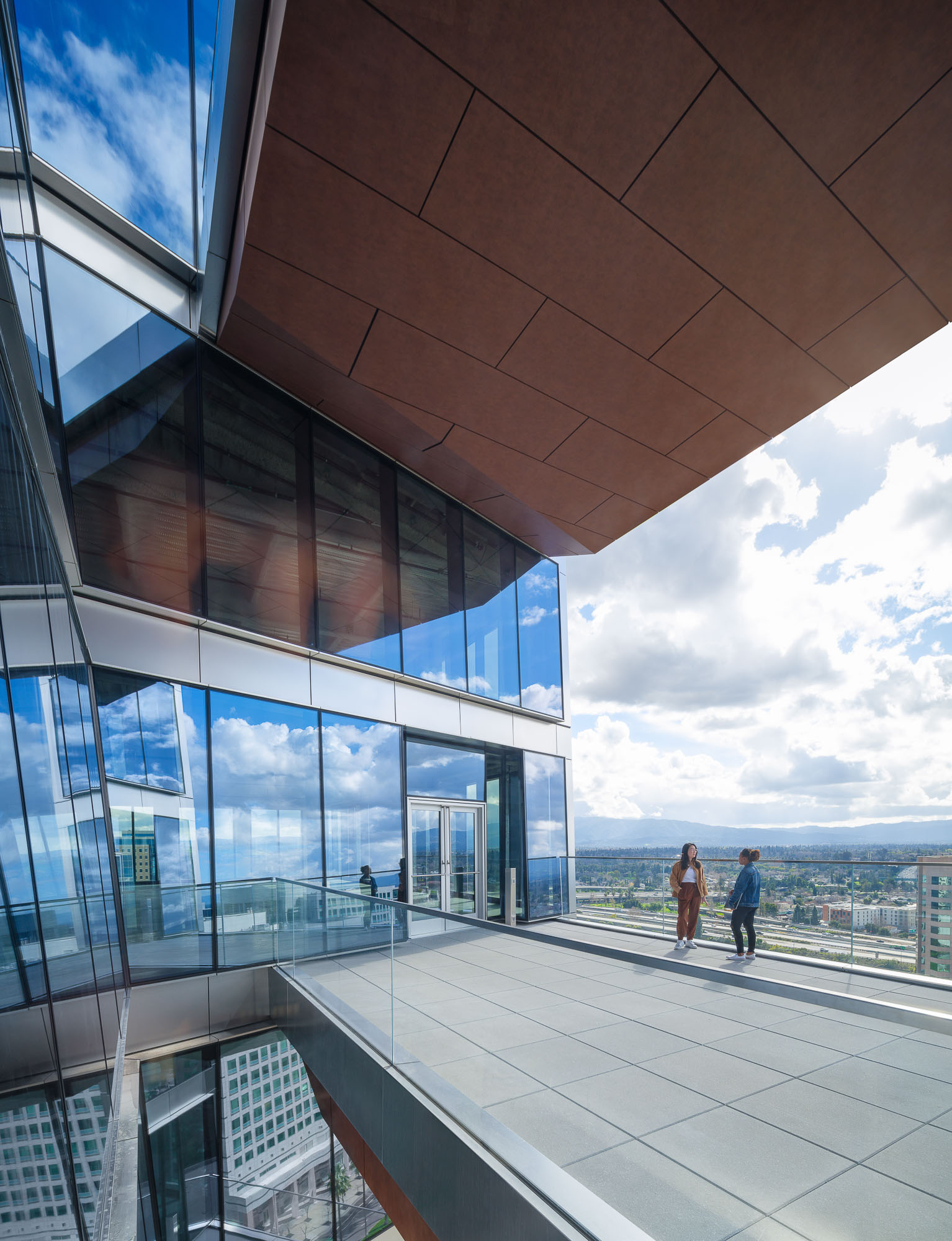 A building with glass windows.