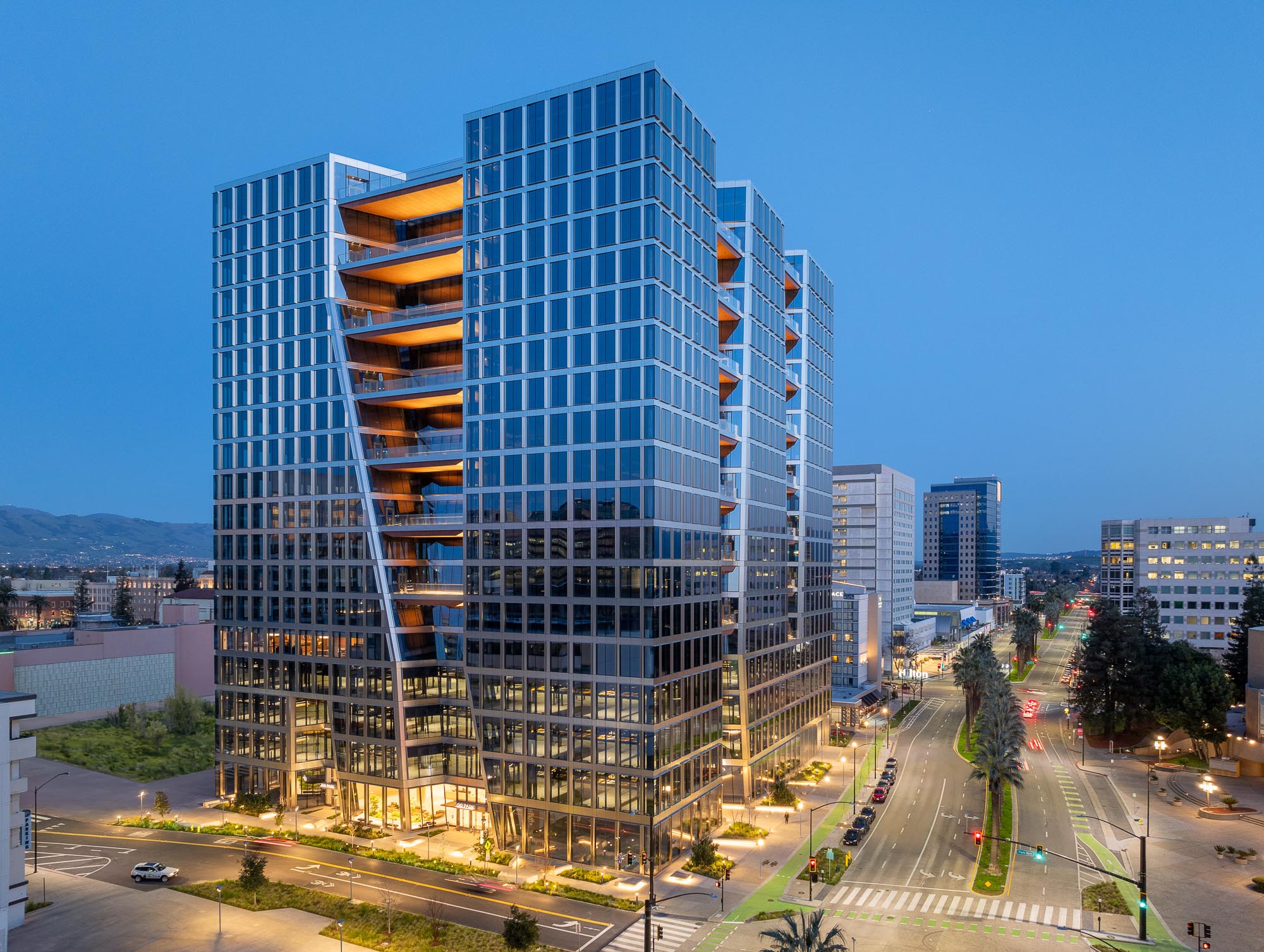 200 Park building exterior at night