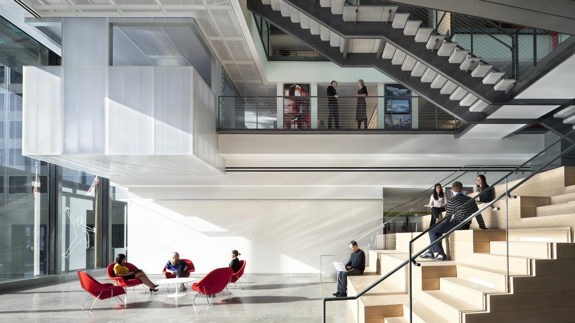 People sitting on the stairs.