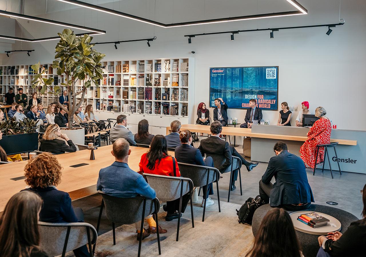 Gensler Dubai office event with speakers and audience