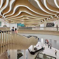 A high angle view of a mall.